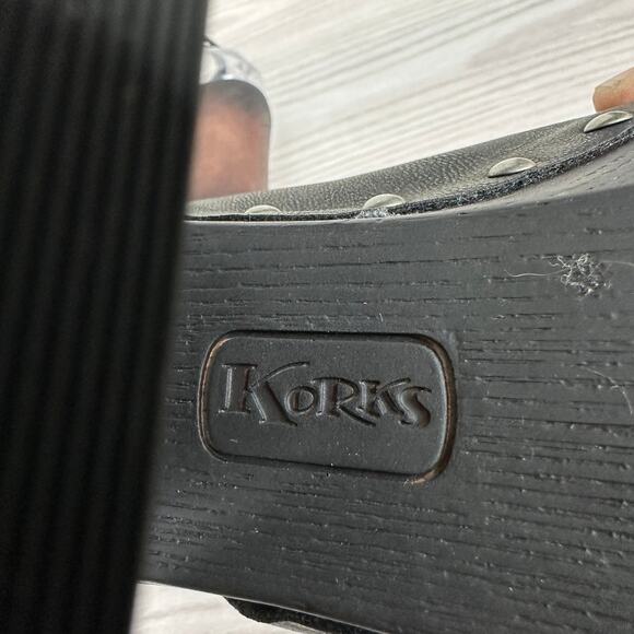 Korks Arden Clog Sandal 10M Black Leather Studded Platform Chunky Heel KR0013709 - Picture 9 of 10